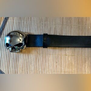 Harley-Davidson Black Belt with Silver Skull Buckle